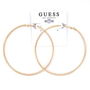 GUESS - Large Gold Lever Back Hoop Earrings - 80 mm Hoops